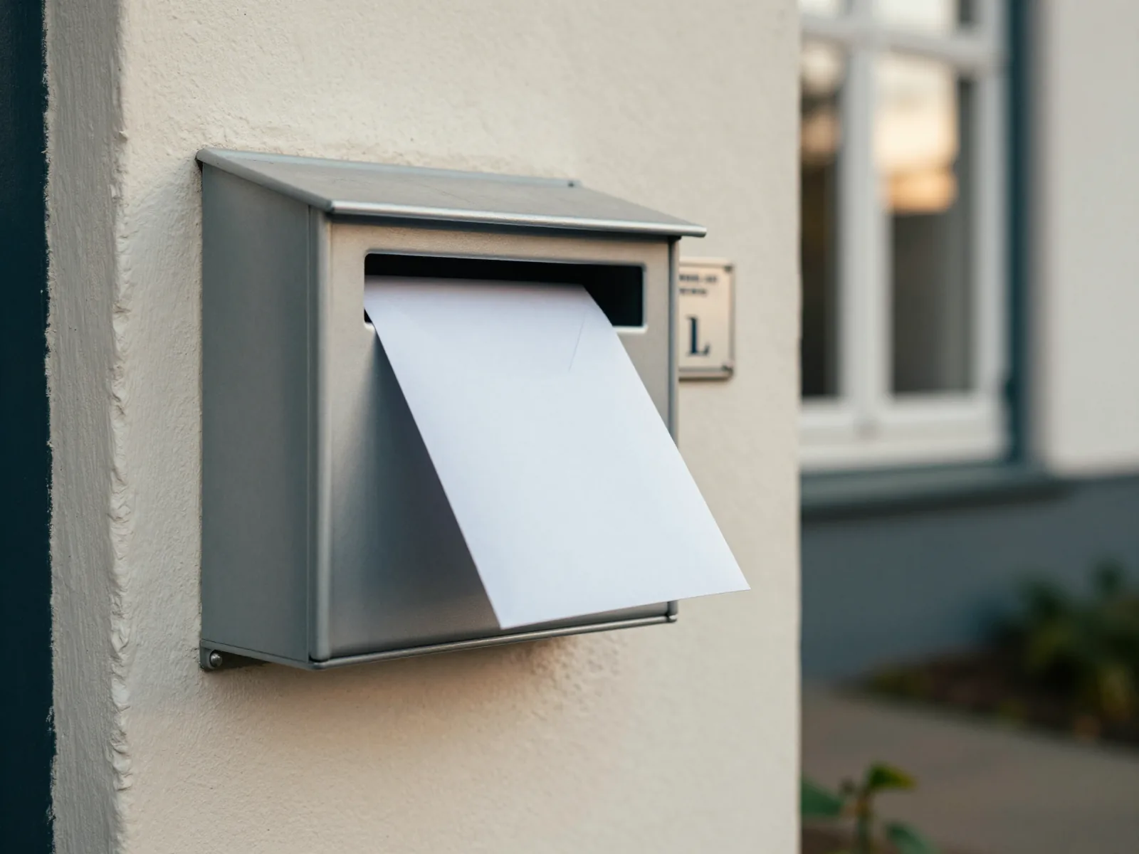 Briefkasten mit halb heraushaengendem Brief – sinnbildlich fuer eine rechtlich relevante Nachricht, die gerade eingetroffen ist.